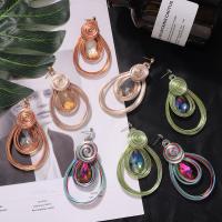 Glass Zinc Alloy Earring, with Glass Gemstone, plated, fashion jewelry & for woman 