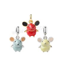 Zinc Alloy Enamel Pendants, Mouse, plated, DIY 