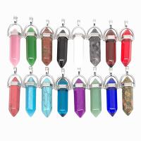 Natural Quartz Pendants, with Zinc Alloy, fashion jewelry & DIY 