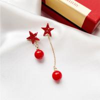 Asymmetric Earrings, Zinc Alloy, with Plastic Pearl, plated, fashion jewelry & for woman nickel, lead & cadmium free 7.5cm 