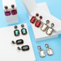 Glass Zinc Alloy Earring, with Glass Gemstone, plated, fashion jewelry & for woman 