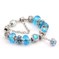 European Match Cristal Bracelets, alliage de zinc, avec plastique, Placage, normes différentes pour le choix & pour femme & avec strass, bleu, Vendu par brin