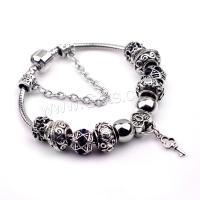 European Match Cristal Bracelets, alliage de zinc, avec laiton, Placage, normes différentes pour le choix & pour femme & avec strass, noire, Vendu par brin