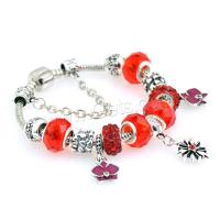 European Match Cristal Bracelets, alliage de zinc, avec chalumeau, Placage, normes différentes pour le choix & pour femme & avec strass, rouge, Vendu par brin