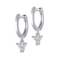 Silver Earring Zircon pavent Sterling, Argent sterling 925, Placage, bijoux de mode & pavé de micro zircon & pour femme, plus de couleurs à choisir, 7.96mm,10.71mm, Vendu par paire