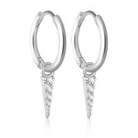 Silver Earring Zircon pavent Sterling, Argent sterling 925, Placage, bijoux de mode & pavé de micro zircon & pour femme, plus de couleurs à choisir, 7.94mm,10.67mm,11.24mm, Vendu par paire