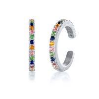 Pendiente de plata cubic zirconia Micro Pave Sterling, Plata de ley 925, chapado, Joyería & micro arcilla de zirconia cúbica & para mujer, más colores para la opción, 10.47mm,14.13mm, Vendido por Par