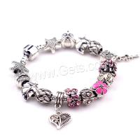 European Match Cristal Bracelets, alliage de zinc, avec laiton, Placage, normes différentes pour le choix & pour femme & émail & avec strass, rose, Vendu par brin