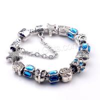 European Match Cristal Bracelets, alliage de zinc, avec laiton, Placage, normes différentes pour le choix & pour femme & avec strass, bleu, Vendu par brin