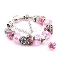 European Match Cristal Bracelets, alliage de zinc, avec chalumeau, Placage, normes différentes pour le choix & pour femme & avec strass, rose, Vendu par brin