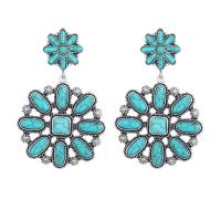 Turquoise Zinc Alloy Earring, with turquoise, plated, fashion jewelry & for woman, nickel, lead & cadmium free 