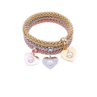 Moda pulseras de la aleación de Zinc, pulsera, con Perlas plásticas, Joyería & para mujer, 70mm, Vendido por Sarta