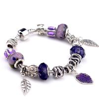 European Match Cristal Bracelets, alliage de zinc, avec chalumeau & laiton, Placage, normes différentes pour le choix & pour femme, violet, Vendu par brin