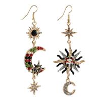 Asymmetric Earrings, Zinc Alloy, plated, fashion jewelry & for woman & with rhinestone, nickel, lead & cadmium free 