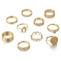 Zink-Legierung Ring Set, Zinklegierung, Fingerring, plattiert, Modeschmuck & für Frau & mit Strass, frei von Nickel, Blei & Kadmium, verkauft von setzen