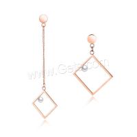 Asymmetric Earrings, Stainless Steel, with Plastic Pearl, plated, fashion jewelry & for woman 0c35mm 