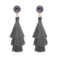 Fashion Tassel Earring, Zinc Alloy, with Cotton Thread, plated, fashion jewelry & for woman nickel, lead & cadmium free 