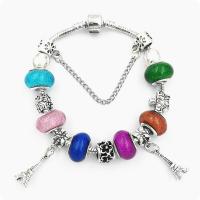 Moda pulseras de la aleación de Zinc, con Cuentas de vidrio, chapado, Joyería & para mujer, más colores para la opción, 200mm, Vendido por Sarta