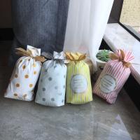 Plastic Drawstring Bag, Rectangle, printing, Polka Dot & with heart pattern & stripe 