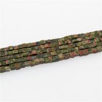 Unakit Perlen, Unakite, Quadrat, poliert, DIY, gemischte Farben, 4x4mm, Länge:ca. 15.35 ZollInch, ca. 86PCs/Strang, verkauft von Strang