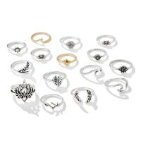 Zinklegierung Ring Set, Fingerring, plattiert, 15 Stück & Modeschmuck & für Frau, frei von Nickel, Blei & Kadmium, verkauft von setzen