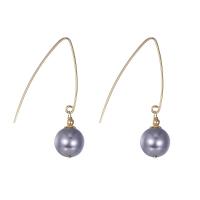 Sterling Silver Drop Earring, 925 Sterling Silver, with Glass Pearl, gold color plated, for woman, purple 