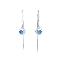 Silver Earring Zircon pavent Sterling, Argent sterling 925, avec CRYSTALLIZED™, lune, Plaqué de platine, pavé de micro zircon & pour femme, bleu, 6.6mm, Vendu par paire