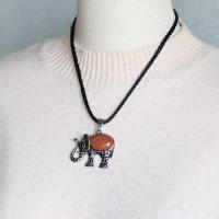 Zinc Alloy Necklace, with Gemstone, Elephant, antique silver color plated & Unisex Approx 17.7 Inch 