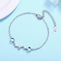 Pulseras de Plata Estelina, Plata de ley 925, con Piedra lunar, con 1.37 inch extender cadena, para mujer, plateado, 33mm, longitud:aproximado 5.9 Inch, Vendido por Sarta