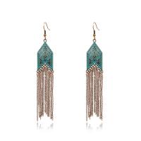 Fashion Fringe Earrings, Zinc Alloy, arrowhead, antique bronze color plated, folk style, turquoise blue 