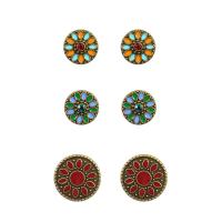 boucle d'oreille de goutte en Zinc Alloy et Émail  , alliage de zinc, Motif géométrique, la couleur plaquée laiton antique, émail & avec strass, couleurs mélangées é, Vendu par fixé