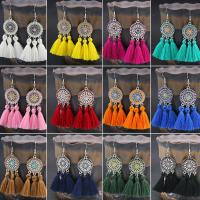 Zinc Alloy Tassel Earring, Dream Catcher, enamel & with rhinestone 