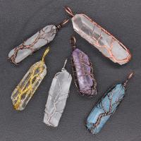 Natural Quartz Pendants, Brass, with Quartz, plated, DIY - 