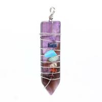 Gemstone Pendantifs en laiton, avec pierre gemme, Placage de couleur argentée, unisexe, plus de couleurs à choisir Vendu par PC