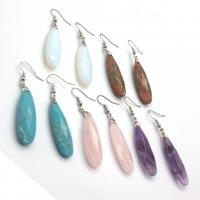 Gemstone Drop Earring, Teardrop, silver color plated, for woman 