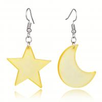 Asymmetric Earrings, Zinc Alloy, with Acrylic, for woman, yellow 