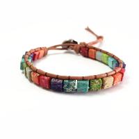 Impresión Jasper pulsera, cordón de cuero, con Jaspe Impresión & aleación de zinc, unisexo, multicolor, 250mm, Vendido por UD