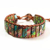 Impresión Jasper pulsera, cordón de cuero, con Jaspe Impresión, unisexo, multicolor, 250mm, Vendido por UD