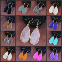 Gemstone Drop Earring, with Brass, Teardrop, gold color plated, for woman 