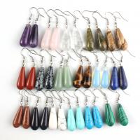 Gemstone Drop Earring, Teardrop, silver color plated, for woman 