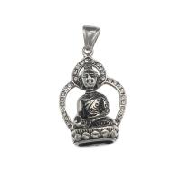 Pendentifs en titane, Acier titane, bouddha, avec strass, couleur originale Environ 5mm, Vendu par PC