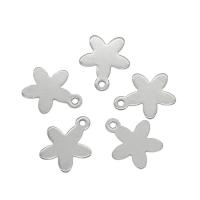 Edelstahl Blume Anhänger, 304 Edelstahl, originale Farbe, 15.5x13x0.8mm, Bohrung:ca. 1mm, 100PCs/Tasche, verkauft von Tasche