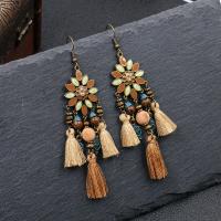 Fashion Tassel Earring, Zinc Alloy, with Cloisonne, fashion jewelry & for woman & with rhinestone, nickel, lead & cadmium free 