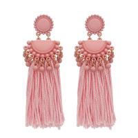 Fashion Tassel Earring, Zinc Alloy, with Cotton Thread, fashion jewelry & for woman nickel, lead & cadmium free, 80mm 