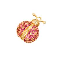 Cubic Zirconia Micro Pave Brass Pendant, Ladybug, plated, Unisex & with rhinestone 