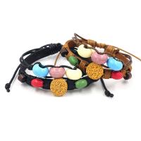 Pulsera de cuero , con Porcelana & lava, Joyería & unisexo, más colores para la opción, 17cm, Vendido por UD