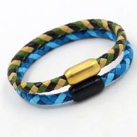 Pulsera de cuero , cuero de imitación, con Partículas de acero, Joyería, más colores para la opción, 21cm, Vendido por UD