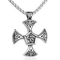 Pendentifs en titane, Acier titane, croix, pour homme, argent, Vendu par PC