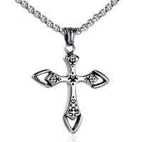 Pendentifs en titane, Acier titane, croix, pour homme, argent, Vendu par PC