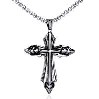 Pendentifs en titane, Acier titane, croix, pour homme, argent, Vendu par PC